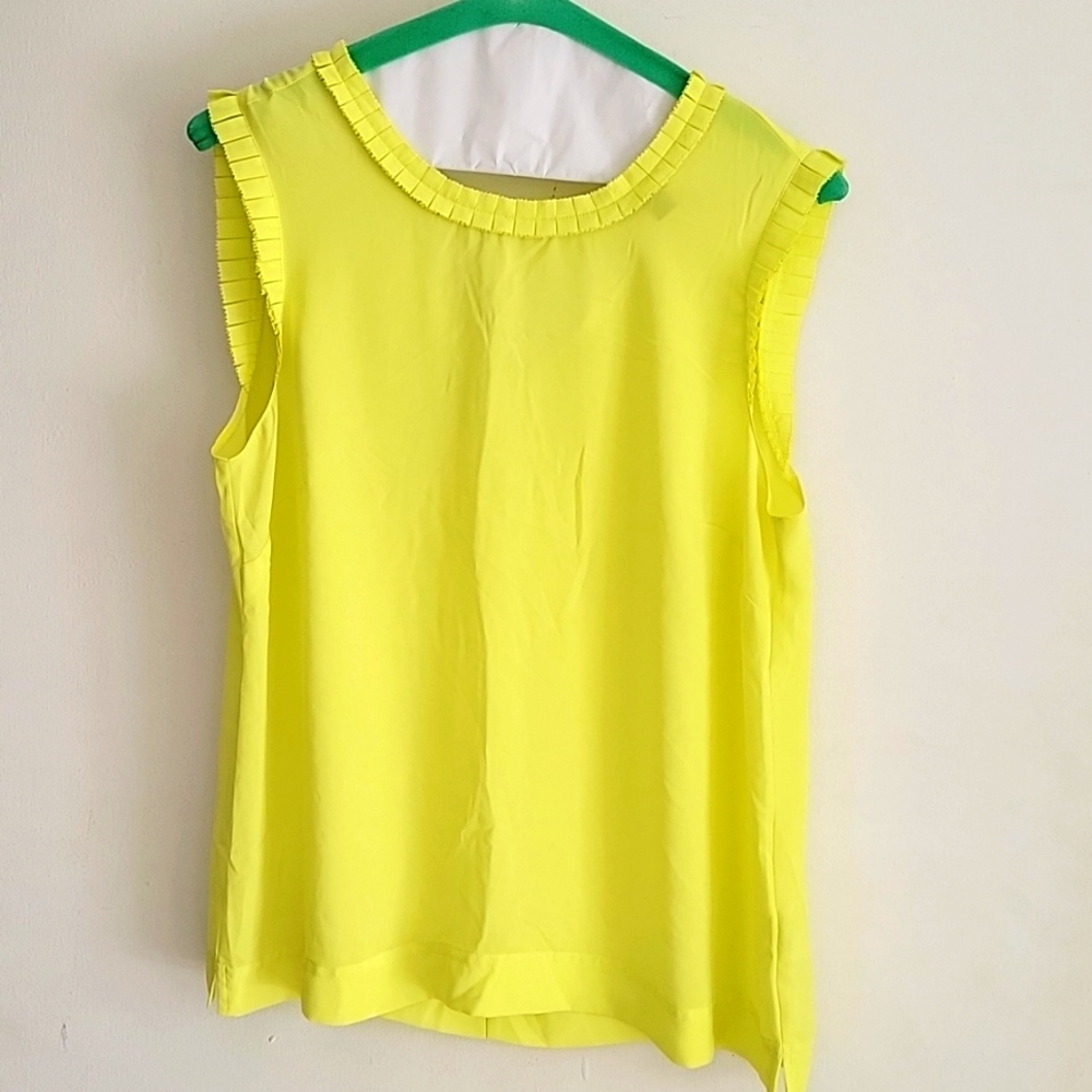J. Crew Sleeveless Top Drapey Ruffle Trim Yellow Size 6